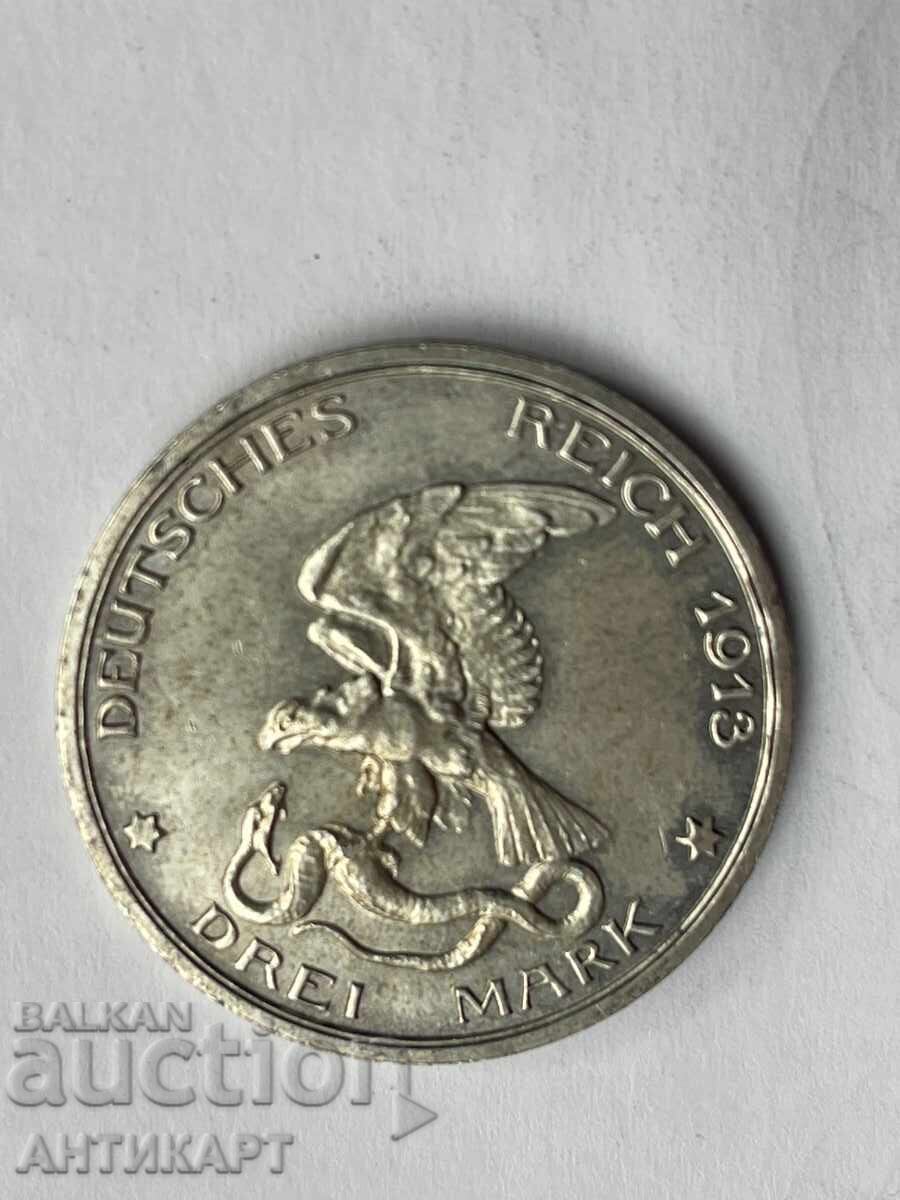 Germania monedă rară de argint 3 mărci Prusia 1913 argint cu preț 69.00 BGN | € 35.28