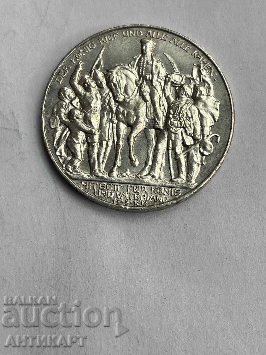 Germania monedă rară de argint 3 mărci Prusia 1913 argint