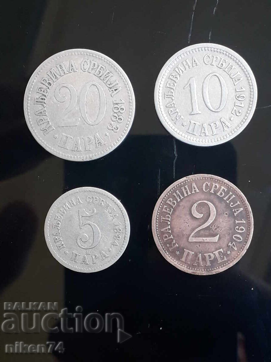 Lot of 2, 5, 10, and 20 Para Serbia