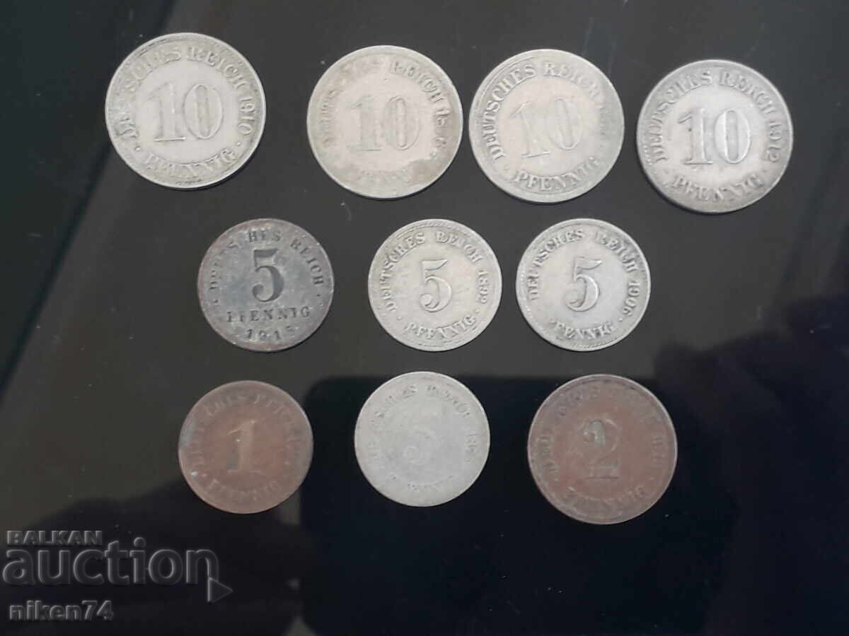 10 παλιά νομίσματα πφένινγκ Γερμανίας