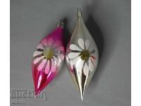 2 Old Glass Christmas Tree Ornament Figures