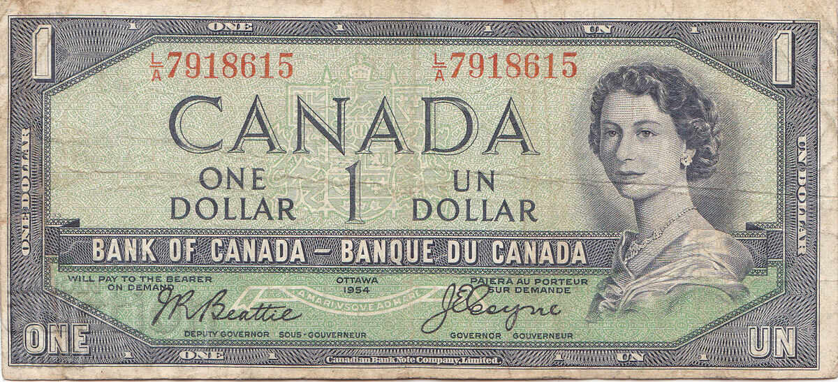 tino37- КАНАДА - 1 ДОЛАР - 1954г с цена 9.80 лв. | € 5.01
