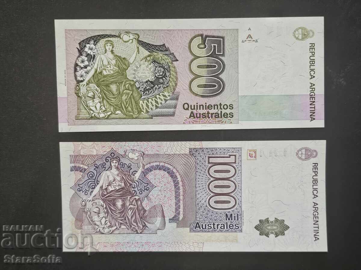 Set 500, 1000 Austral Argentina 1985 UNC cu preț 0.01 BGN | € 0.01