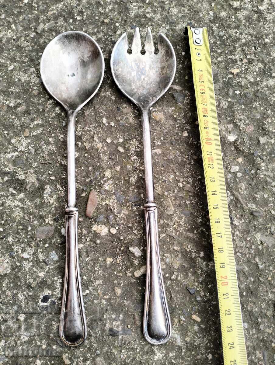 Посребрени италиански прибори за салата маркирани