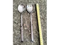 Silver-plated Italian salad cutlery, marked