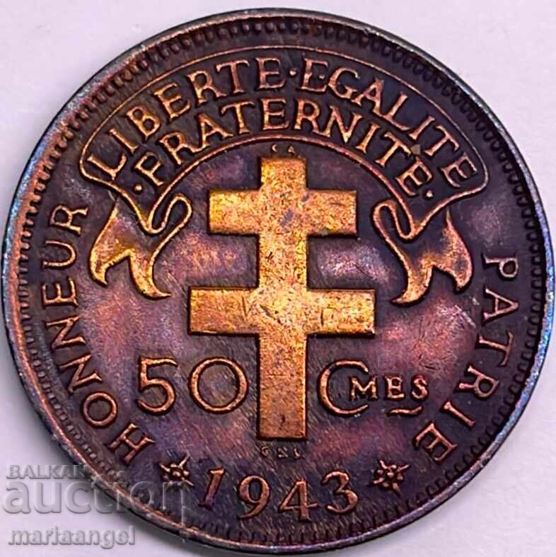 French Cameroon 1943 50 centimeters 2.7g bronze with price 48.00 BGN | € 24.54 French Cameroon 1943 50 centimeters 2.7g bronze with price 48.00 BGN | € 24.54