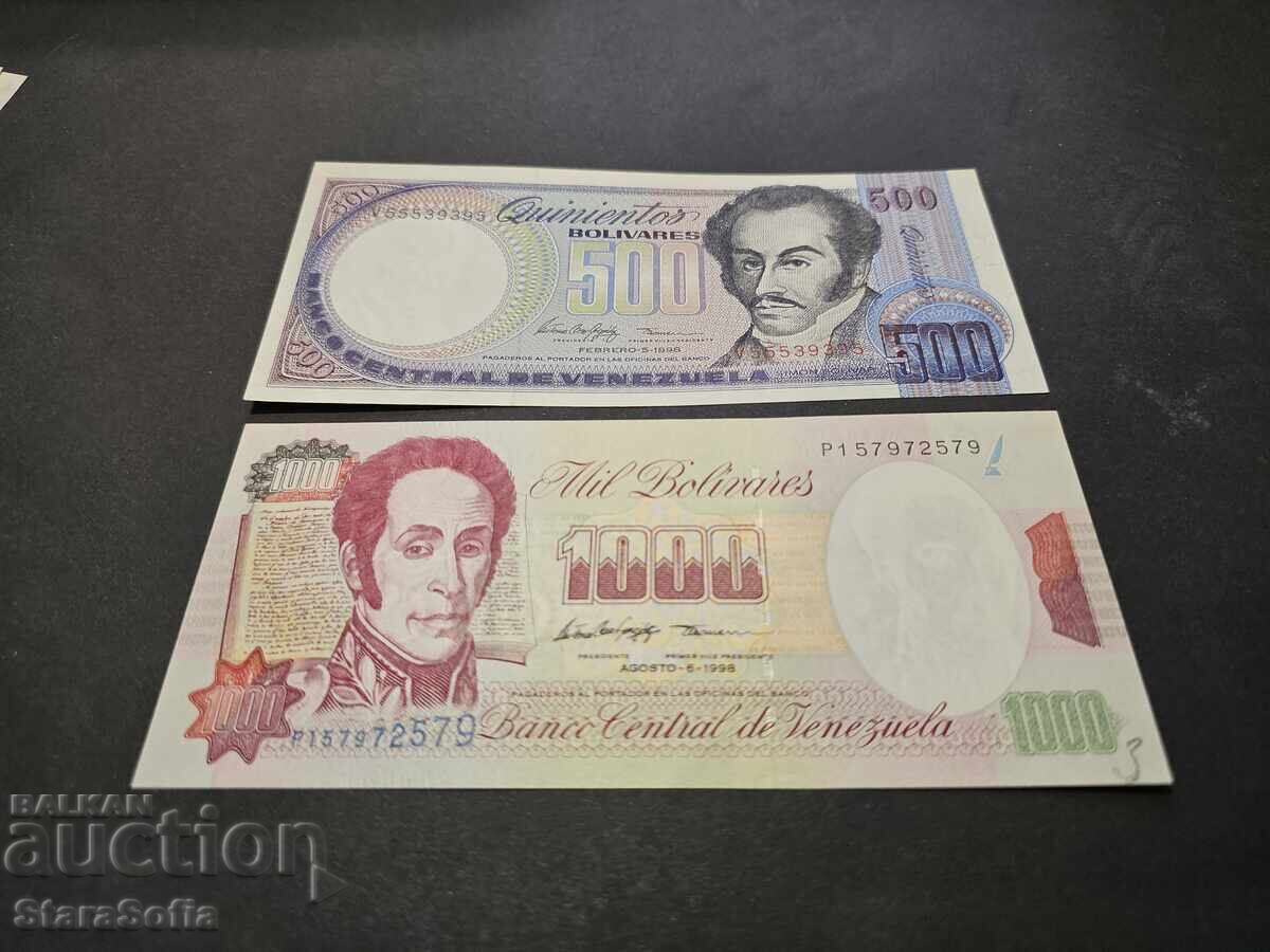 Доставка на Сет 500 и 1000 Боливара Венецуела 1998 г. UNC.