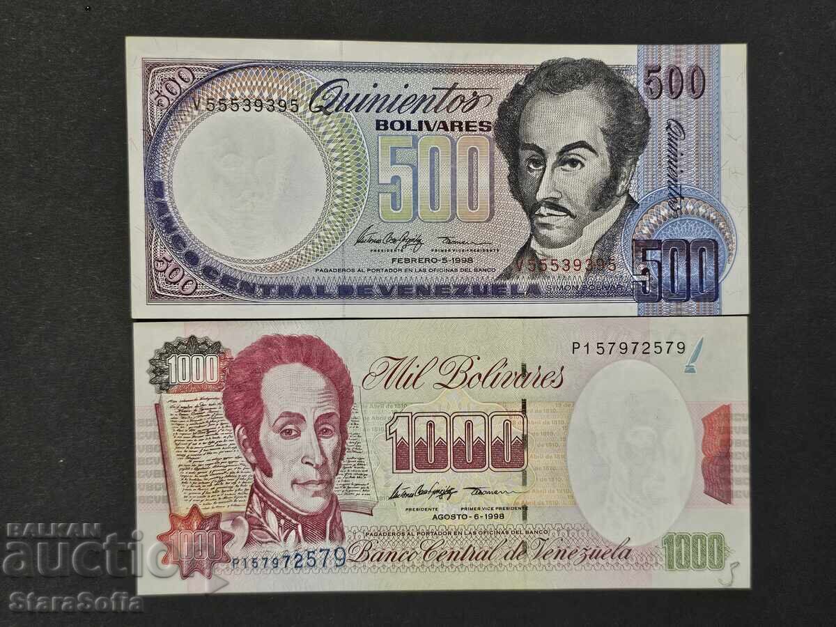 Сет 500 и 1000 Боливара Венецуела 1998 г. UNC.