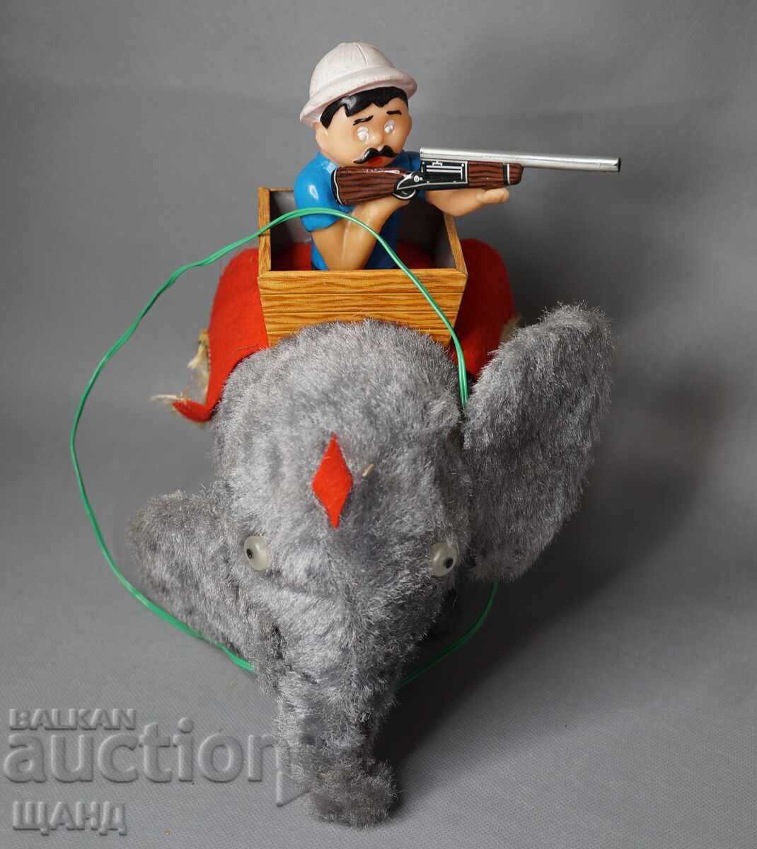 Old Japanese Metal Elephant Hunter Toy Old Japanese Metal Elephant Hunter Toy