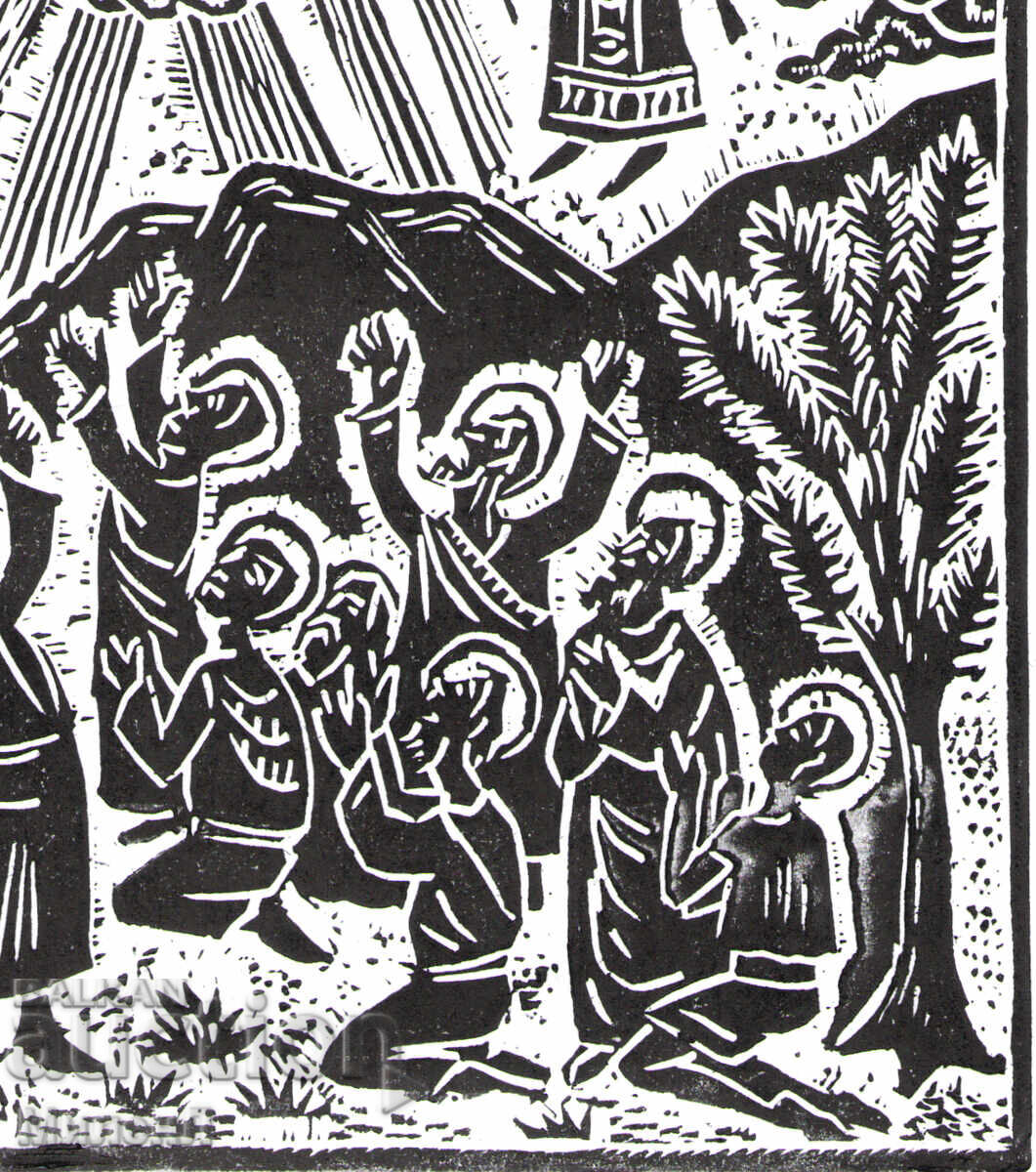 Религиозна линогравюра  Възнесние Господне - 5