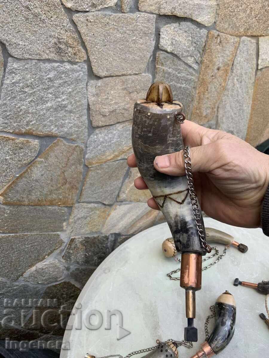 POWDER HORN (made) FROM HORN with price 130.00 BGN | € 66.47 POWDER HORN (made) FROM HORN with price 130.00 BGN | € 66.47