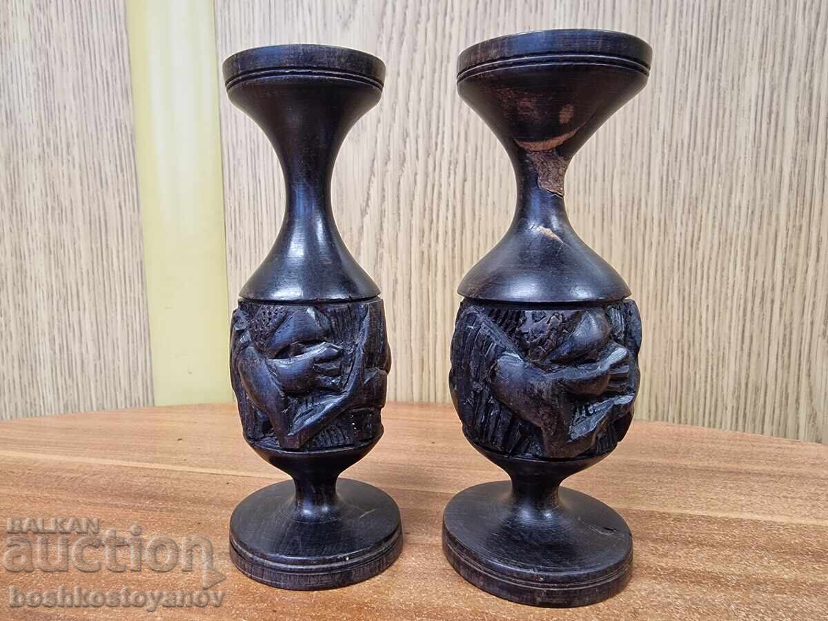 Доставка на Африкански свещници от Абанос 13 см.