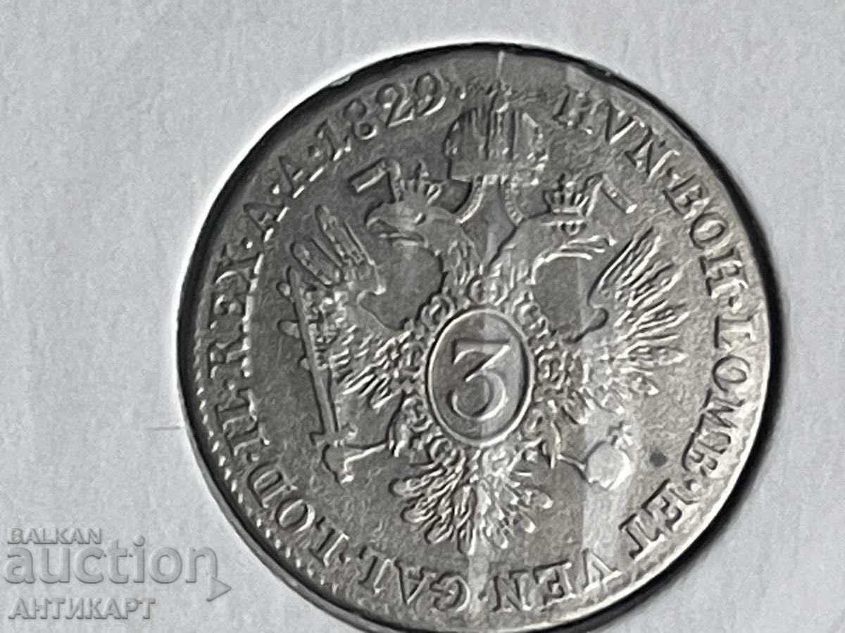 Monedă rară de argint Austria 3 Kreuzer 1829 cu preț 49.00 BGN | € 25.05