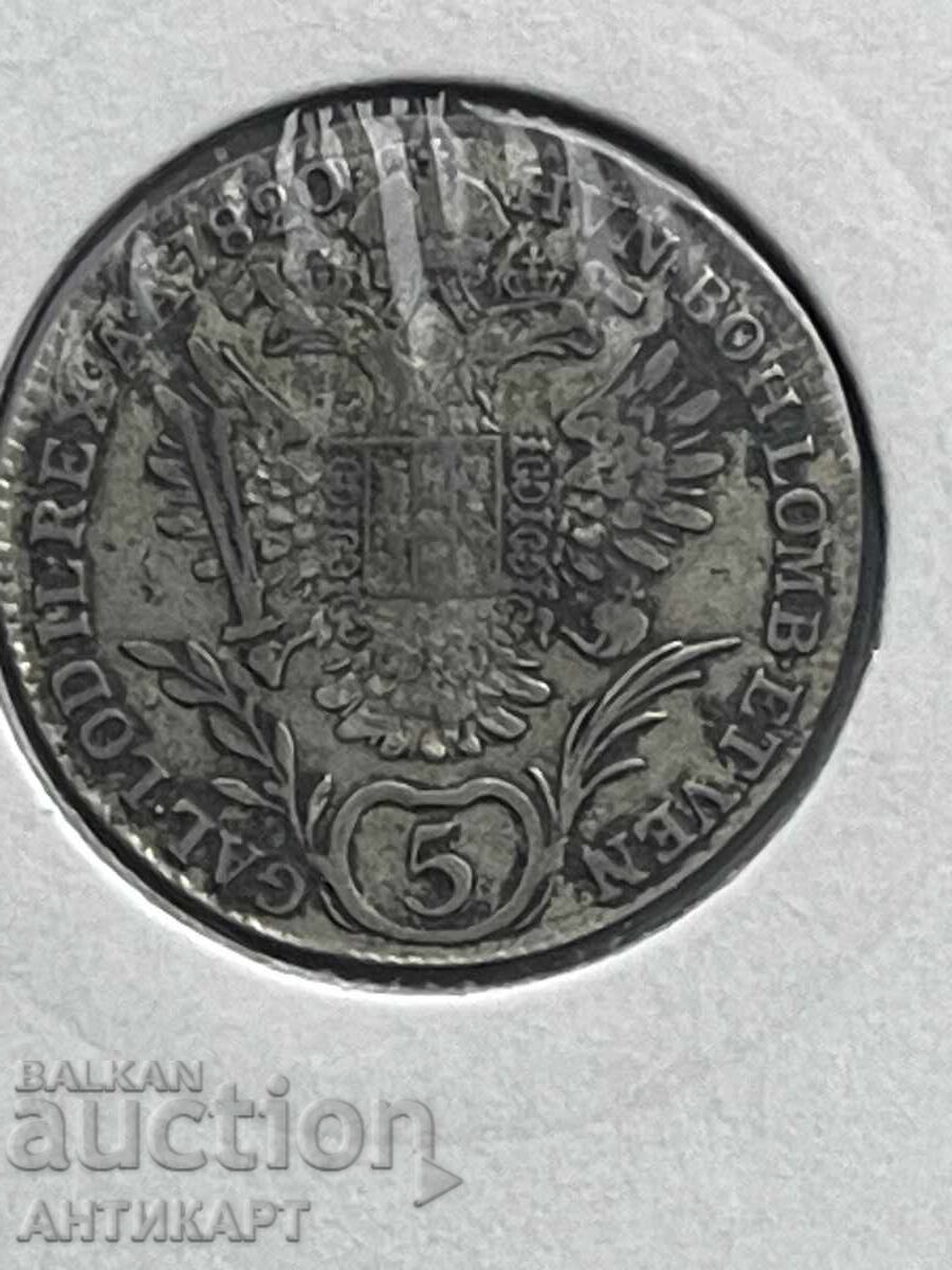 Silver coin Austria 5 Kreuzer 1820