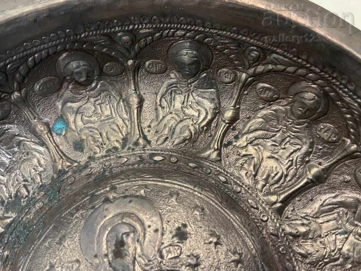 Религиозен тас мед посребрена Христос 12 Апостола - 7