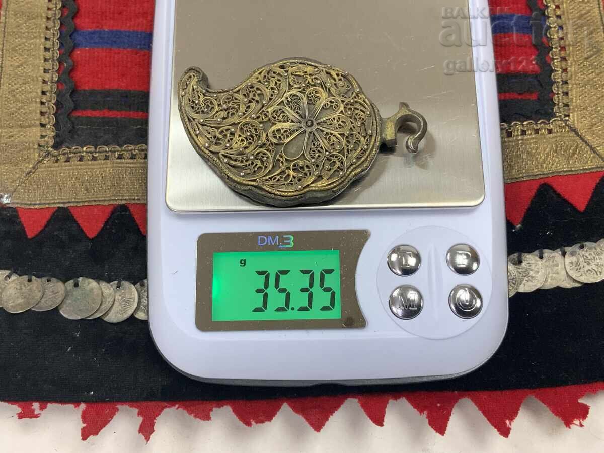 Сребро филигран позлата пафта единичка - 6