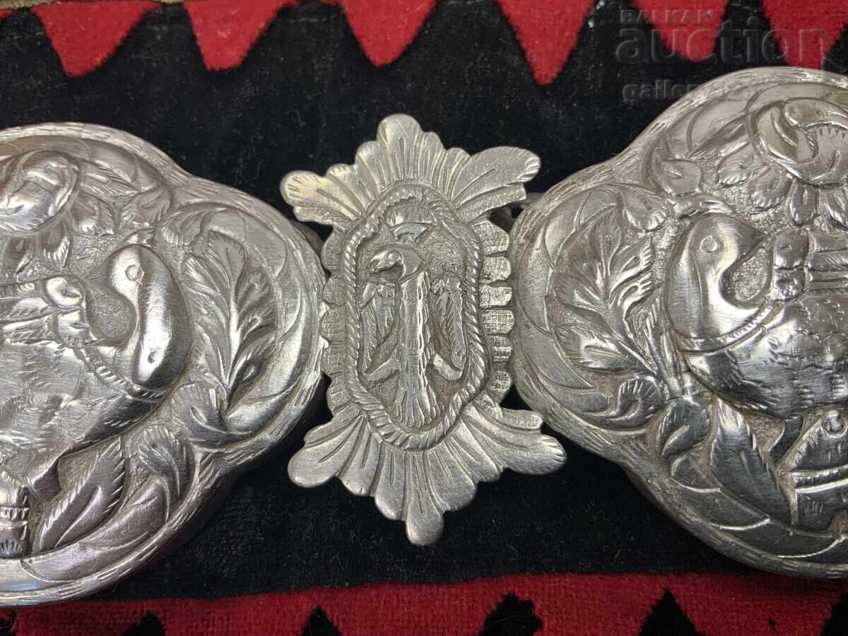 Възрожденска пафта сребро сечан кована пилета - 5