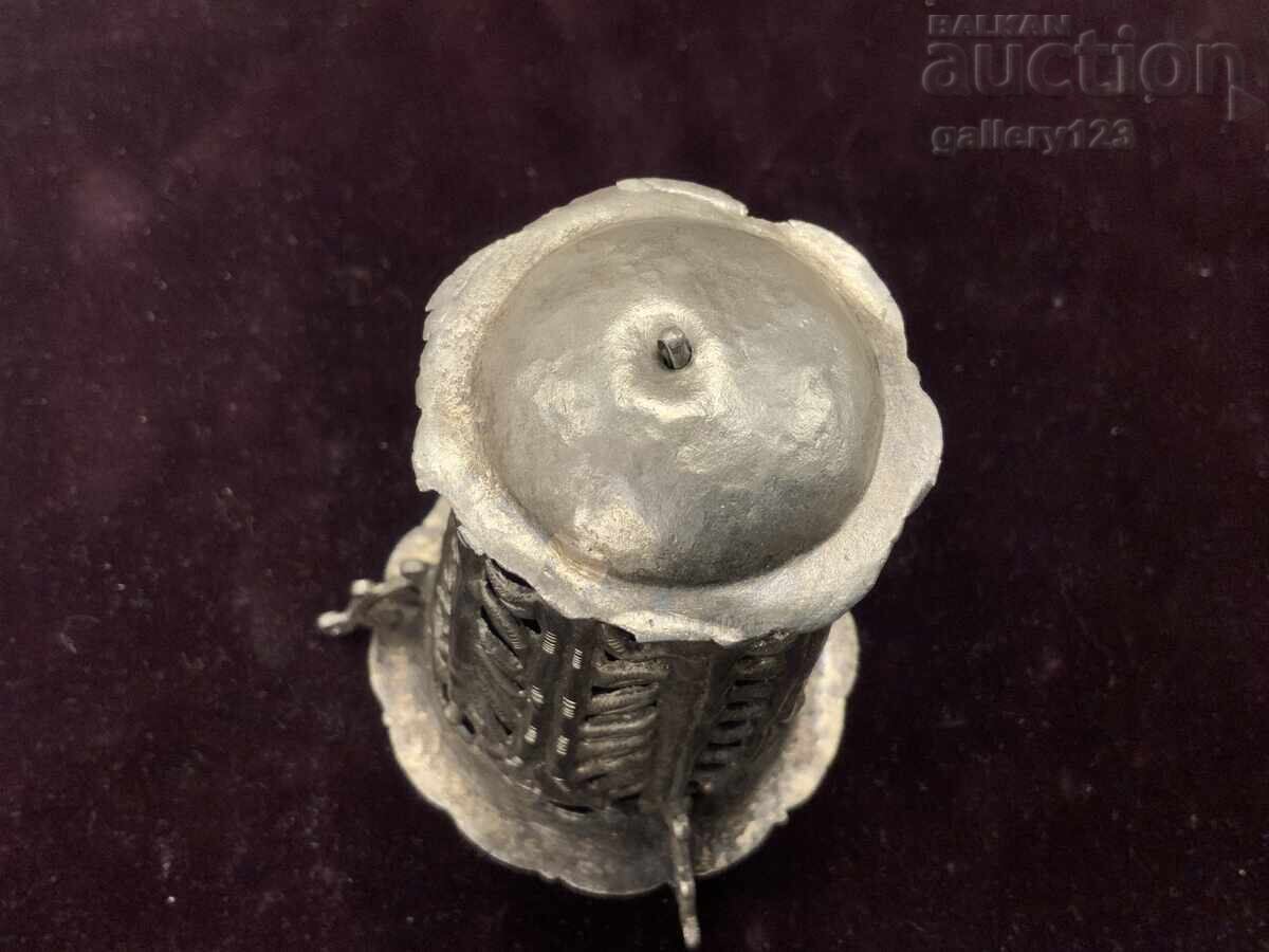 Candelă renaștere de casă argint sculptat forjat - 5