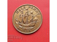 Marea Britanie - 1/2 penny 1956 - moneda este lăcuită