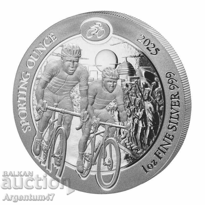 СРЕБРО 1 OZ 2025 РУАНДА - ВЕЛОСИПЕДИСТИ СРЕБРО 1 OZ 2025 РУАНДА - ВЕЛОСИПЕДИСТИ