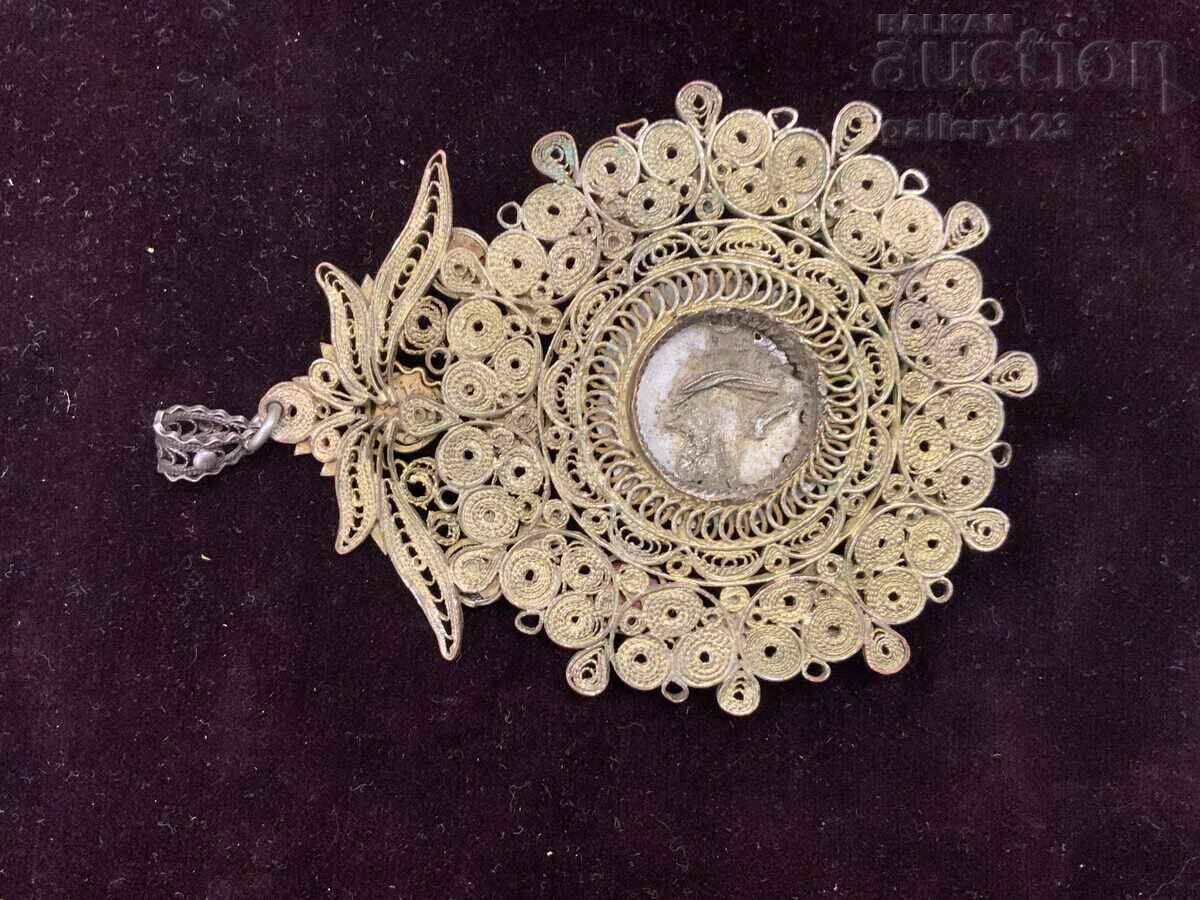 Възрожденски сребърен филигран накит позлата - 6