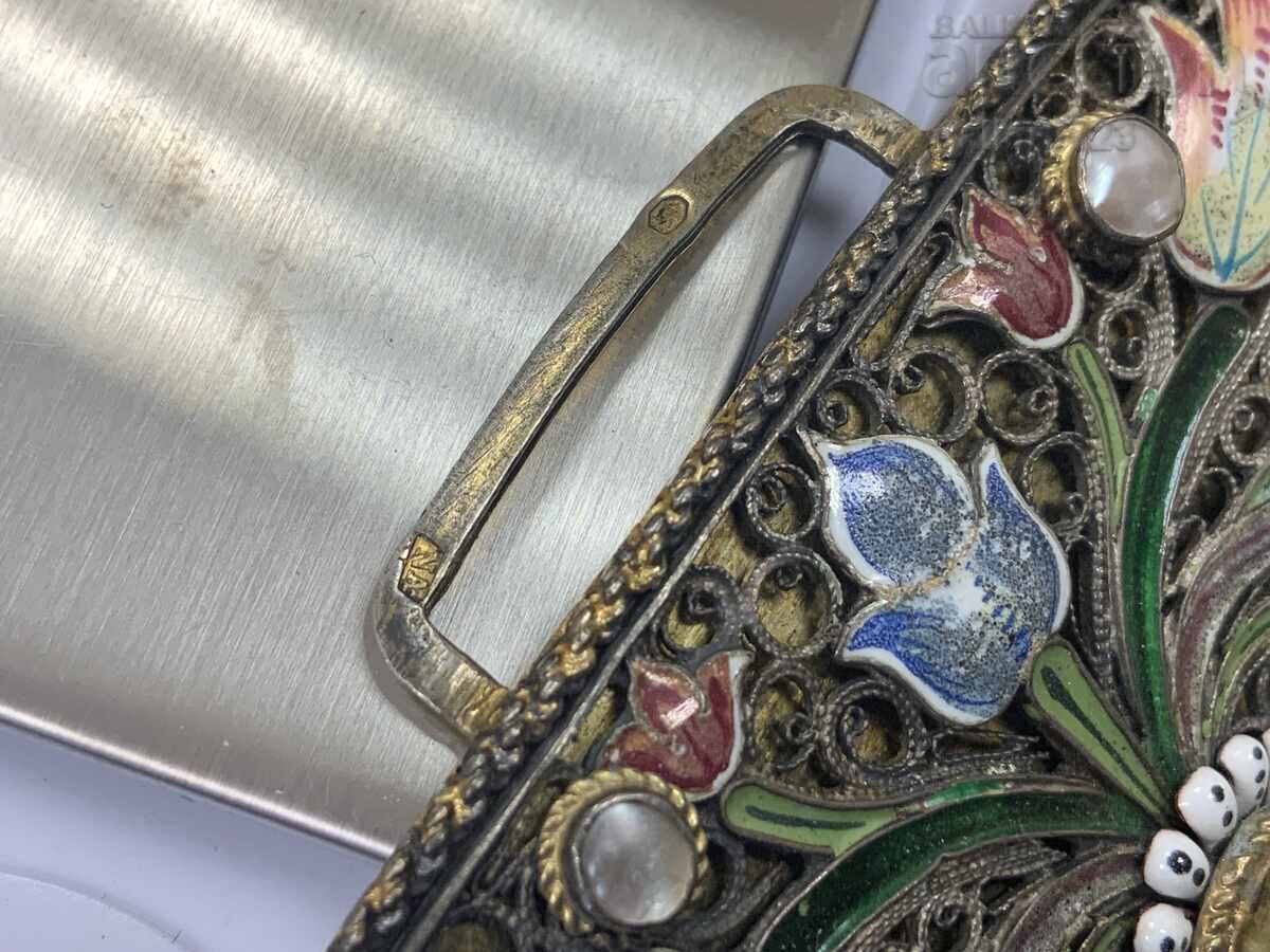 Vechi paftale de argint, marcate, email colorat pictat - 7 Vechi paftale de argint, marcate, email colorat pictat - 7