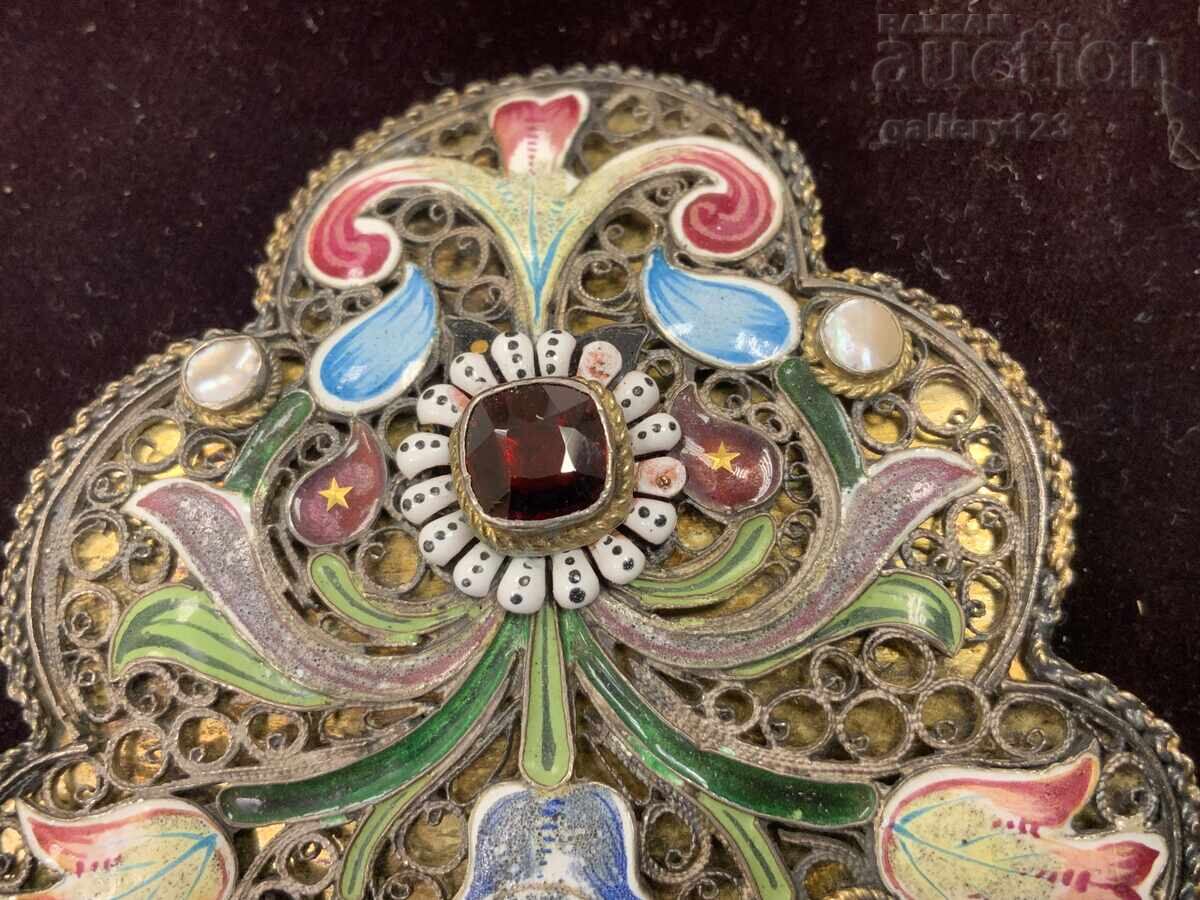 Vechi paftale de argint, marcate, email colorat pictat - 9 Vechi paftale de argint, marcate, email colorat pictat - 9