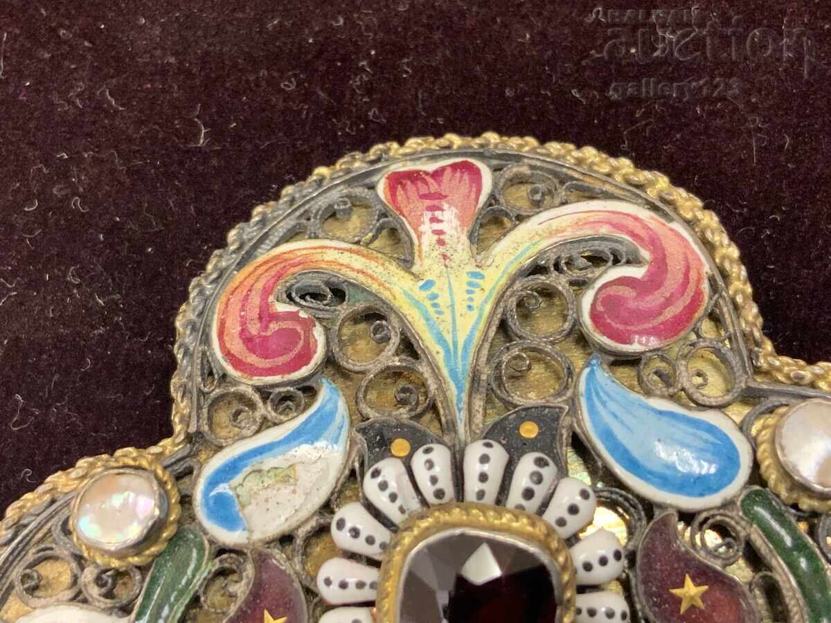 Vechi paftale de argint, marcate, email colorat pictat - 10 Vechi paftale de argint, marcate, email colorat pictat - 10