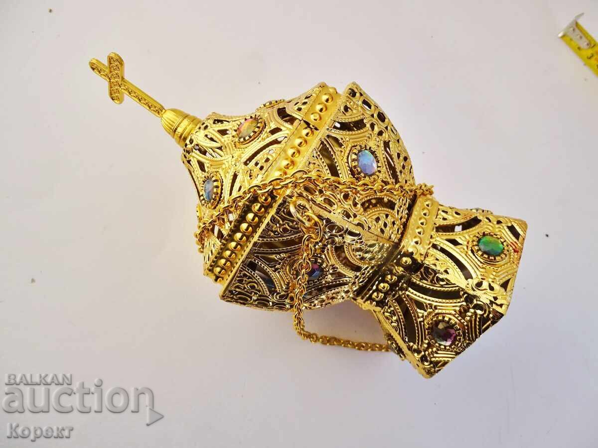 Candelă de bronz cu pietre - 5