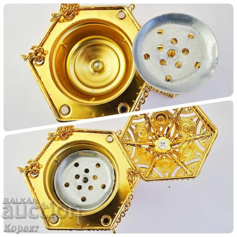 Candelă de bronz cu pietre - 6