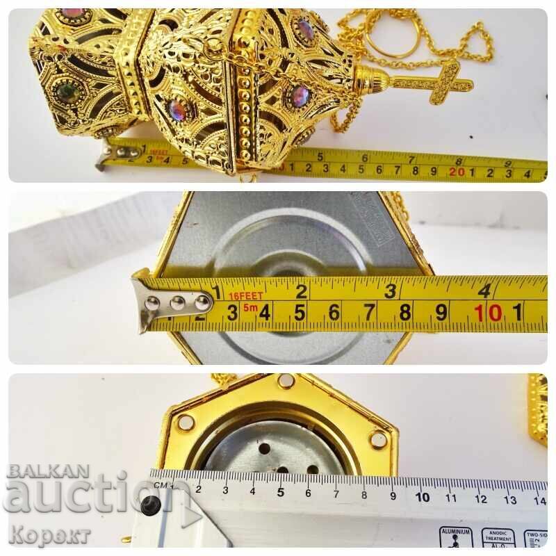 Candelă de bronz cu pietre - 7