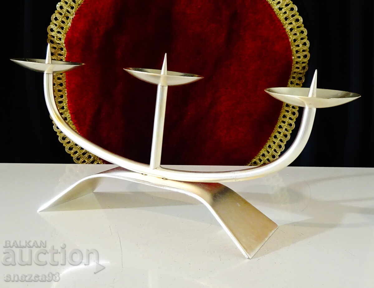 Ασημένιο τρίφωτο κηροπήγιο τριάδα WMF - 5