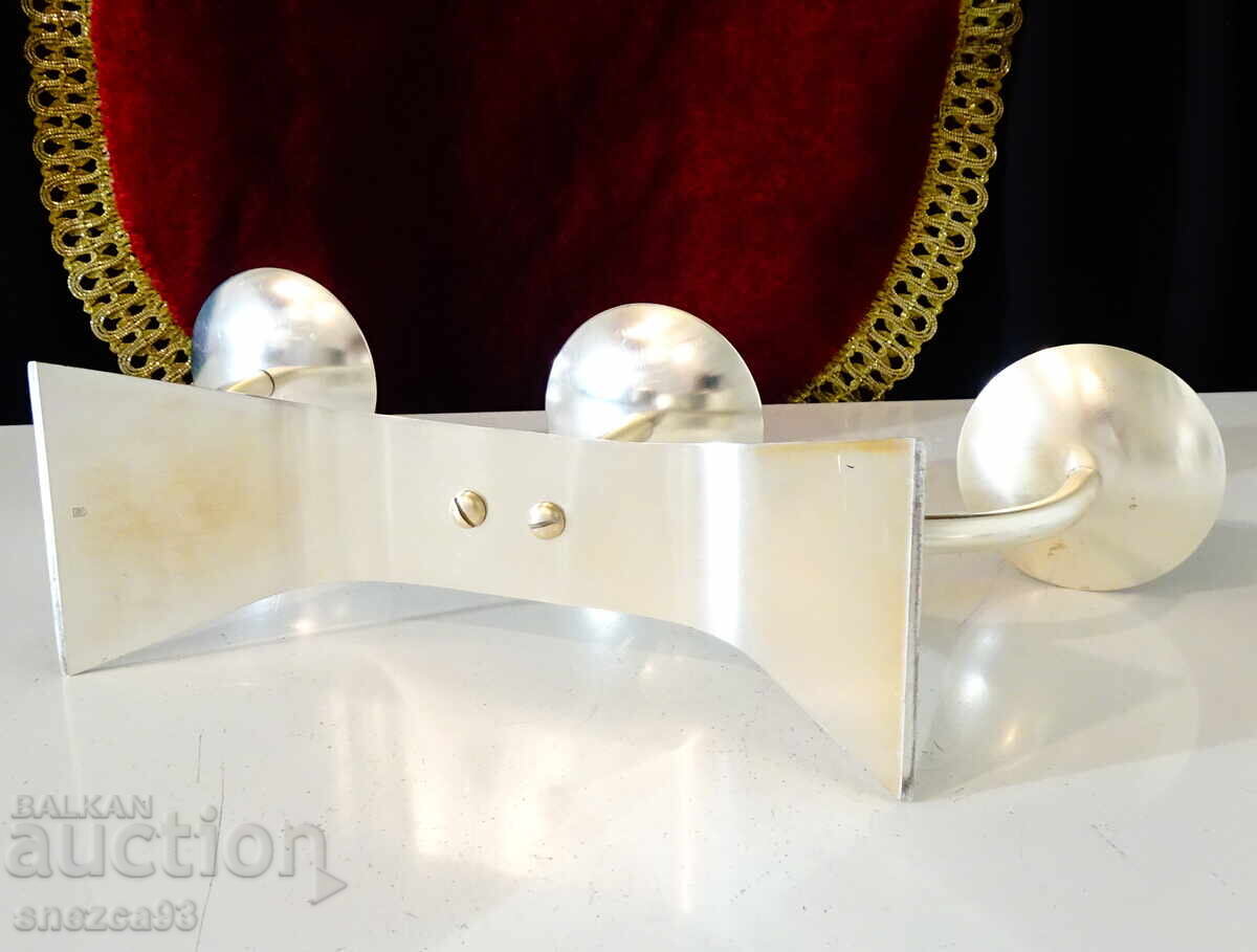 Ασημένιο τρίφωτο κηροπήγιο τριάδα WMF - 6