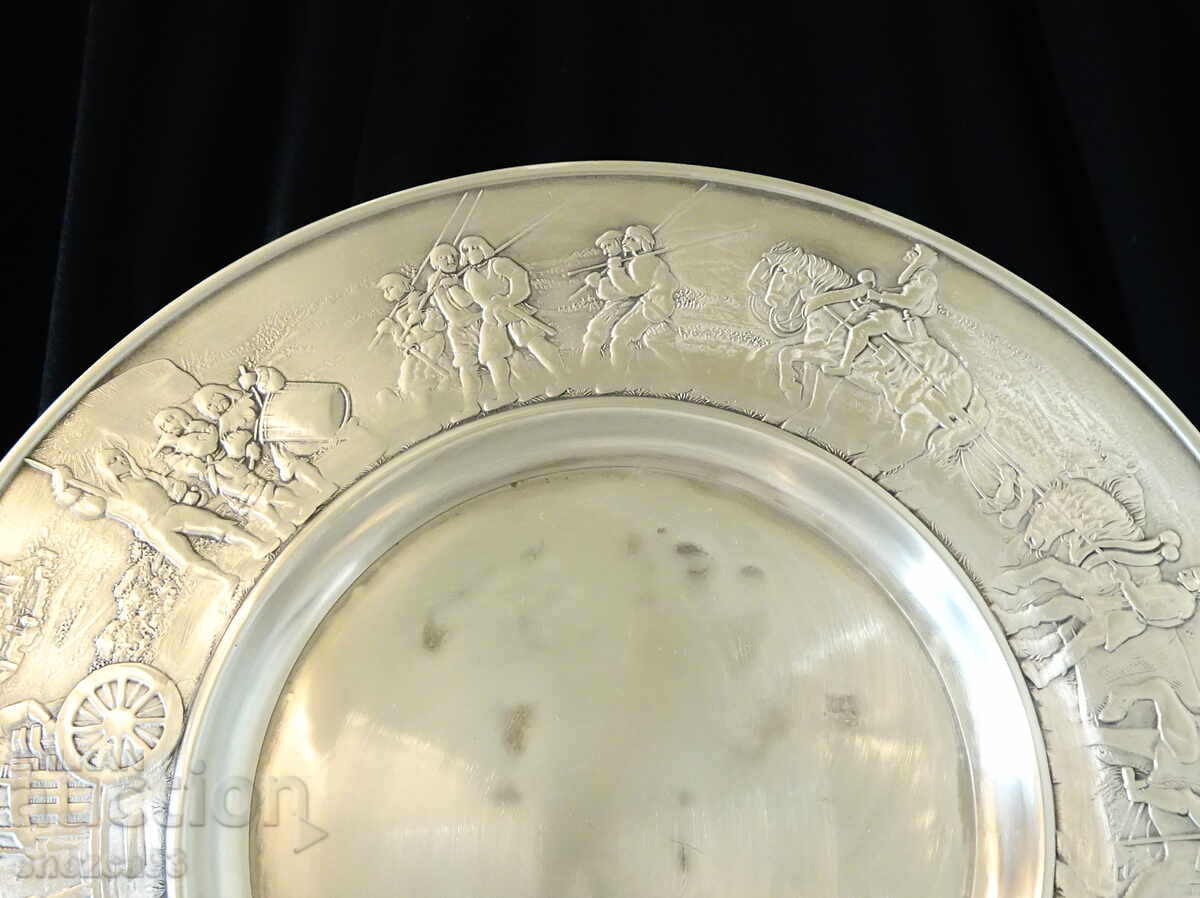 Livrarea Farfurie de staniu cu caravană comercială, călăreți, armată