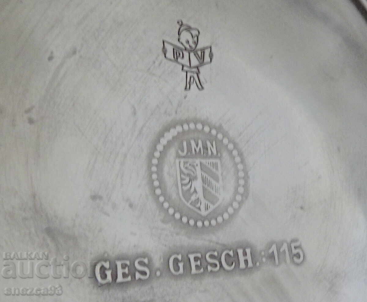 Farfurie de staniu cu caravană comercială, călăreți, armată - 7