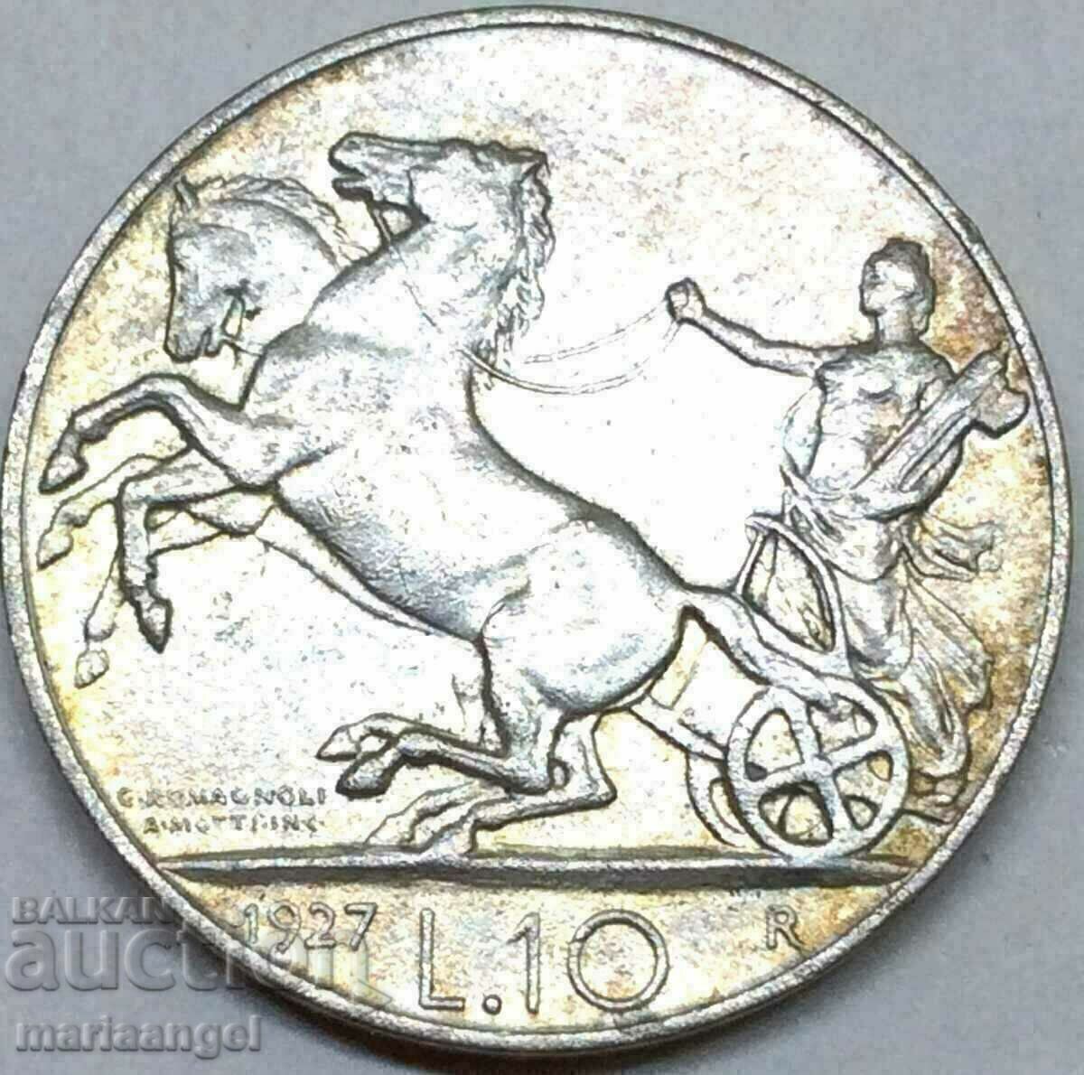 Δημοπρασία 10 λίρες 1927 Ιταλία **FERT** Ασημένια πατίνα