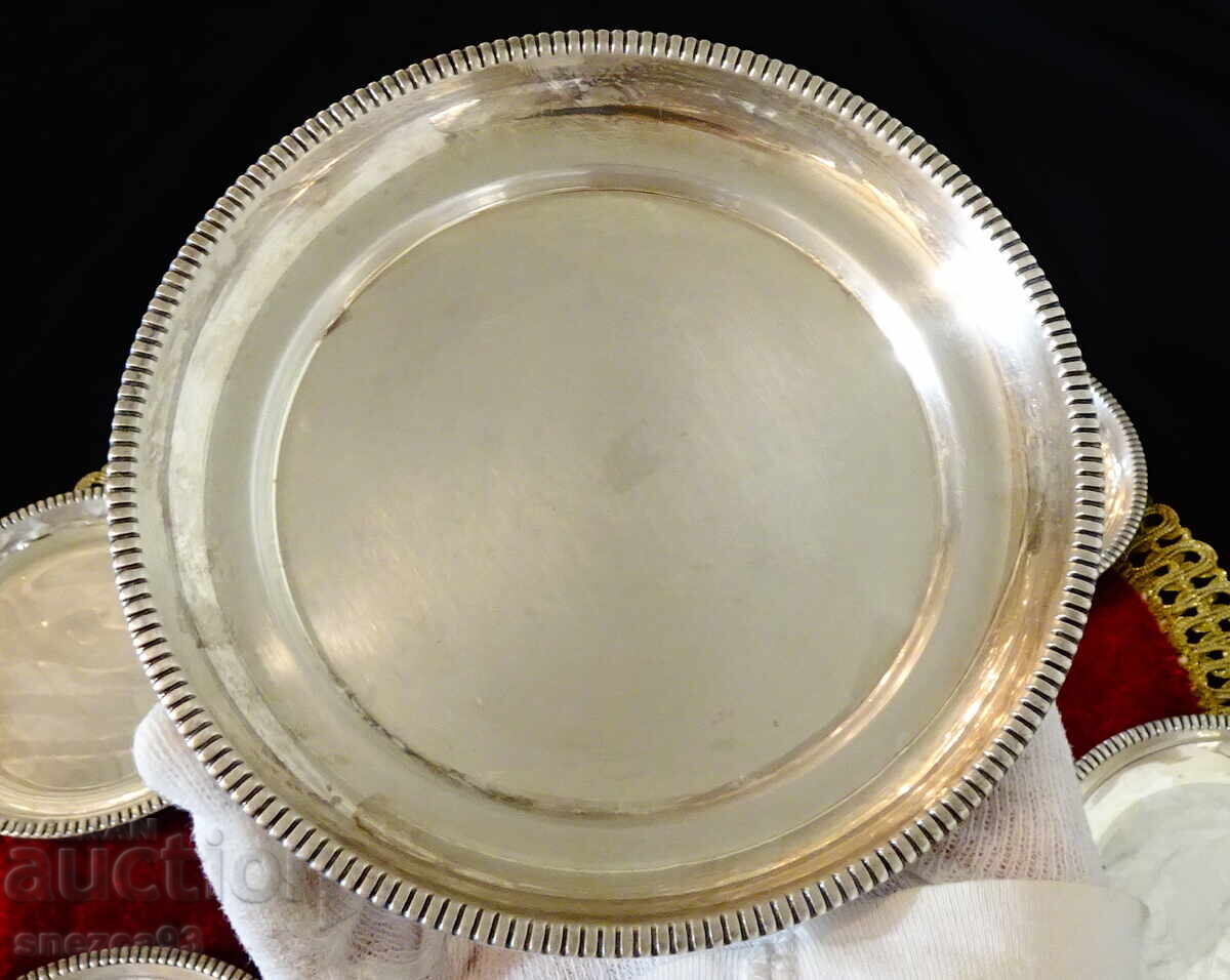 Silver-plated plates, relief, stamp, set of 7 pieces - 5