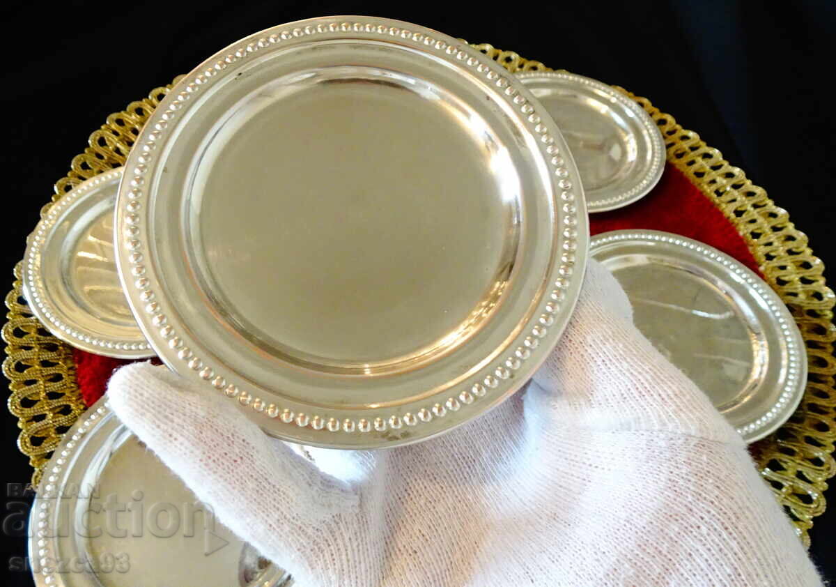 Silver-plated copper plates, pearl relief, set of 7 pcs with price € 17.90 | 35.01 BGN