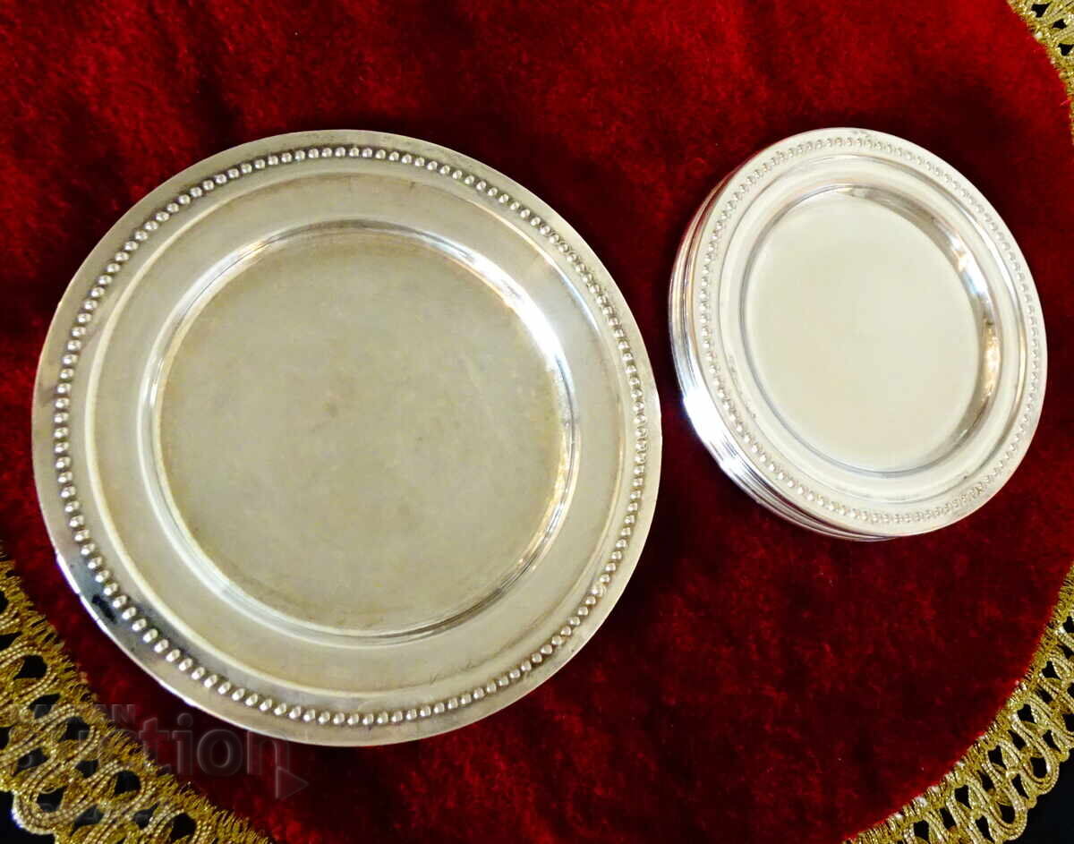 Delivery of Silver-plated copper plates, pearl relief, set of 7 pcs