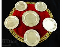 Farfurii din bronz argintat, relief perlat