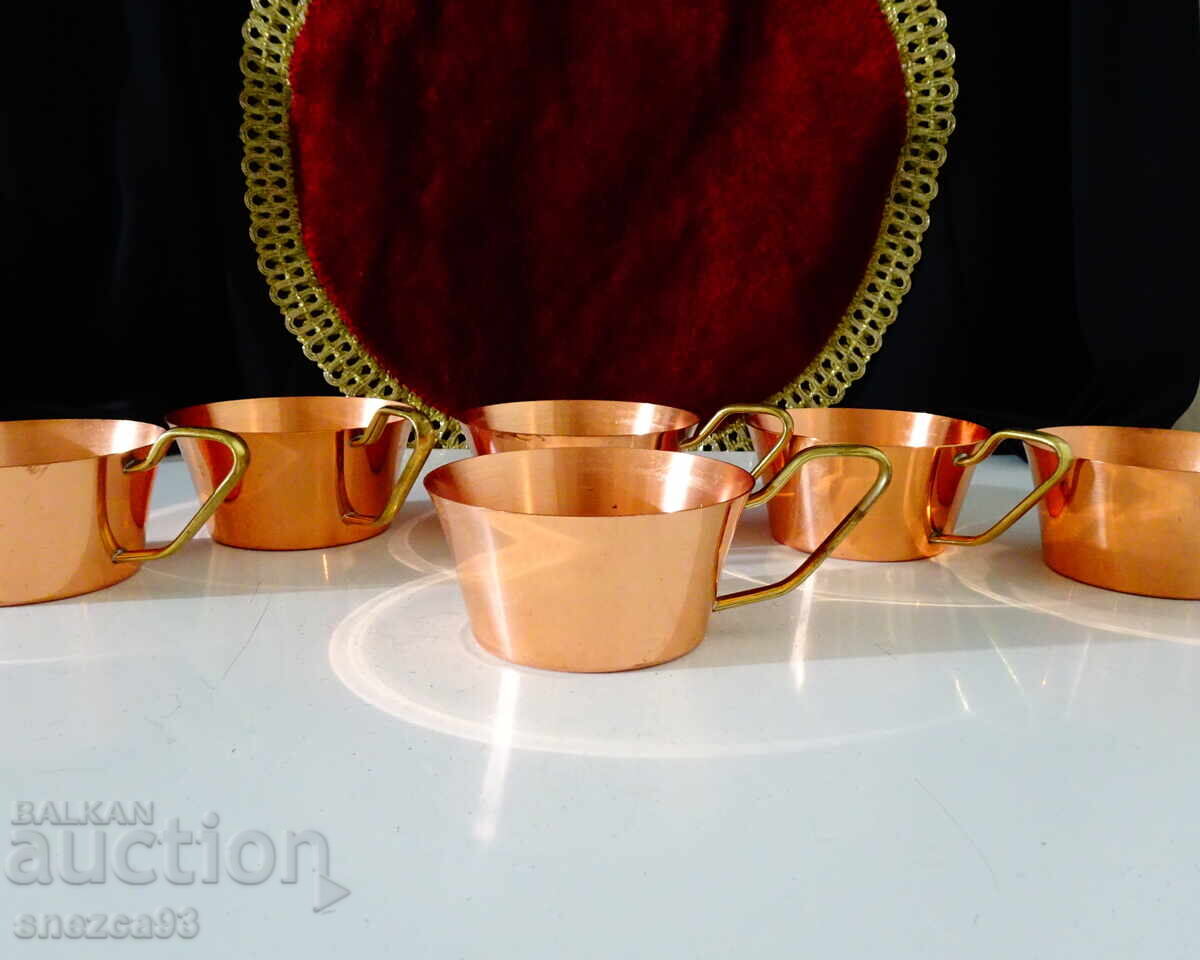 Δημοπρασία Χάλκινα φλιτζάνια, καθαρός κόκκινος χαλκός, χάλκινη λαβή