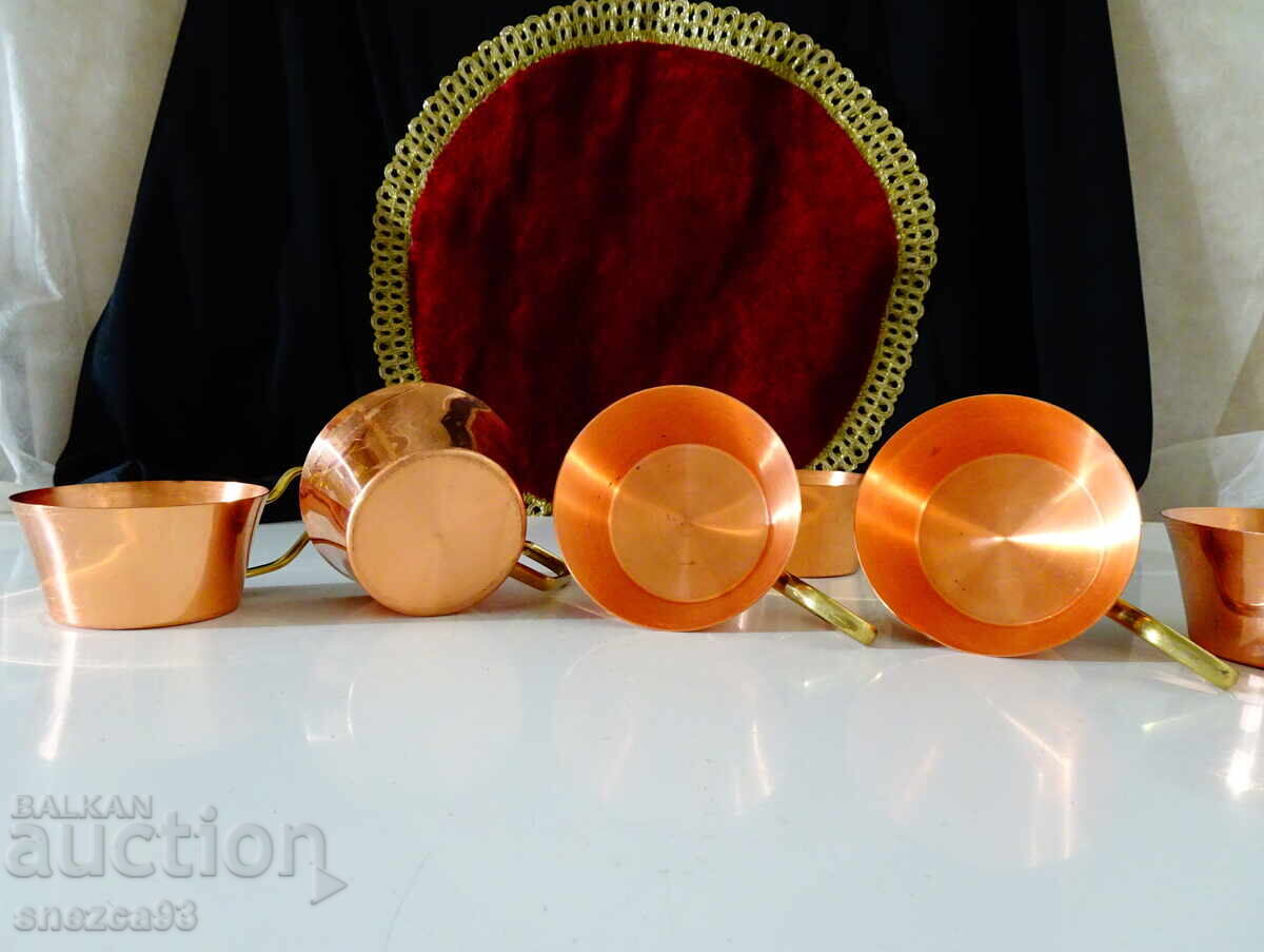 Παράδοση Χάλκινα φλιτζάνια, καθαρός κόκκινος χαλκός, χάλκινη λαβή