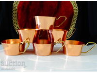 Χάλκινα φλιτζάνια, καθαρός κόκκινος χαλκός, χάλκινη λαβή