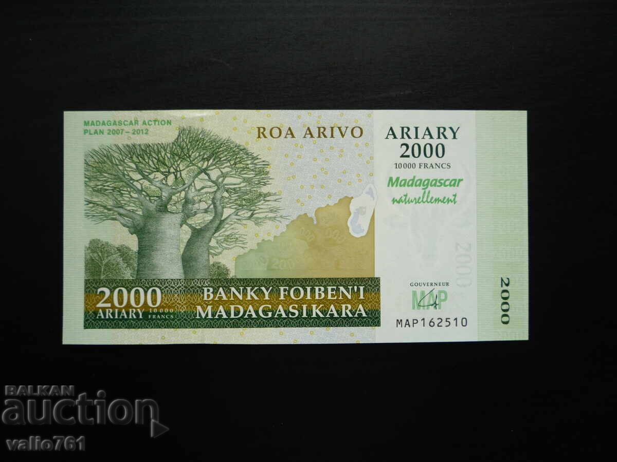 MADAGASCAR 2000 2 000 ARIARY 2008 NOUĂ UNC
