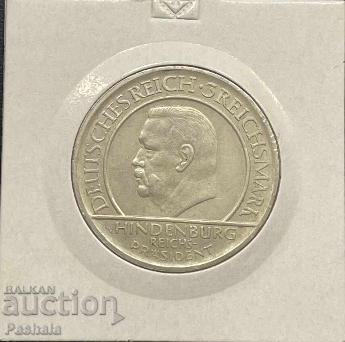 Germany 3 Mark 1929. Quality. HINDENBURG