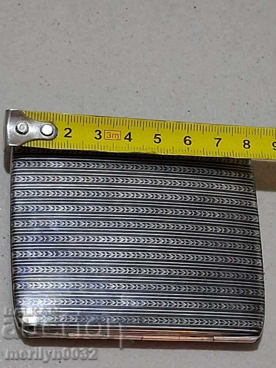 Δημοπρασία Ασημένια ταμπακέρα 900/1000 ασήμι με νιέλο 102,36 γρ