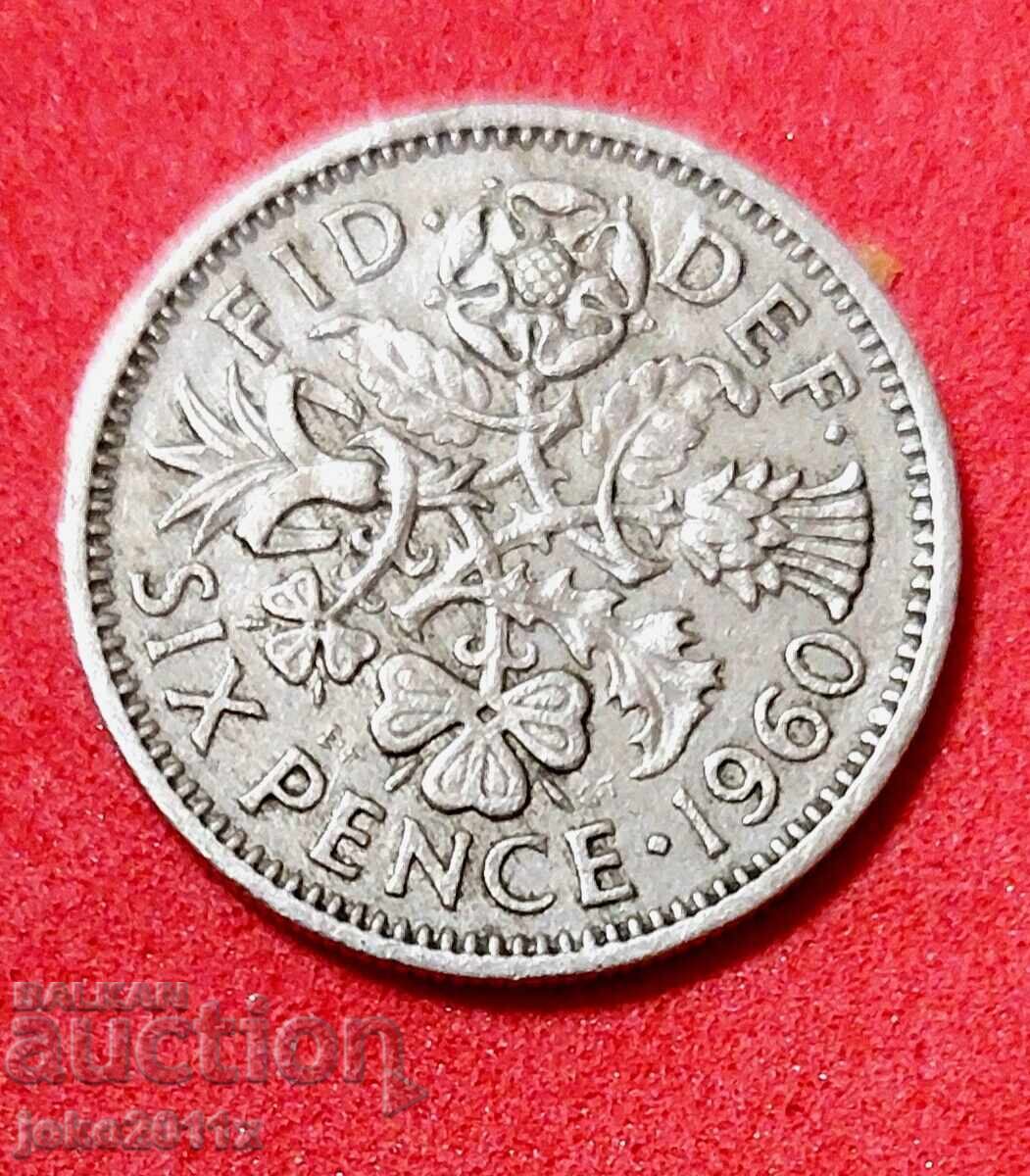 Великобритания - 6 пенса от 1960 година Великобритания - 6 пенса от 1960 година