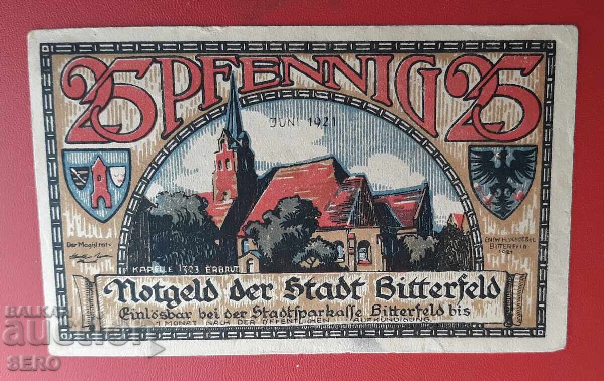 Bancnotă-Germania-Saxonia-Bitterfeld-25 pfennig 1921 Bancnotă-Germania-Saxonia-Bitterfeld-25 pfennig 1921