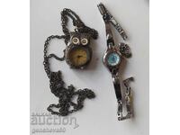 Κολιέ με μενταγιόν ρολόι Κουκουβάγια και άλλο χειροποίητο