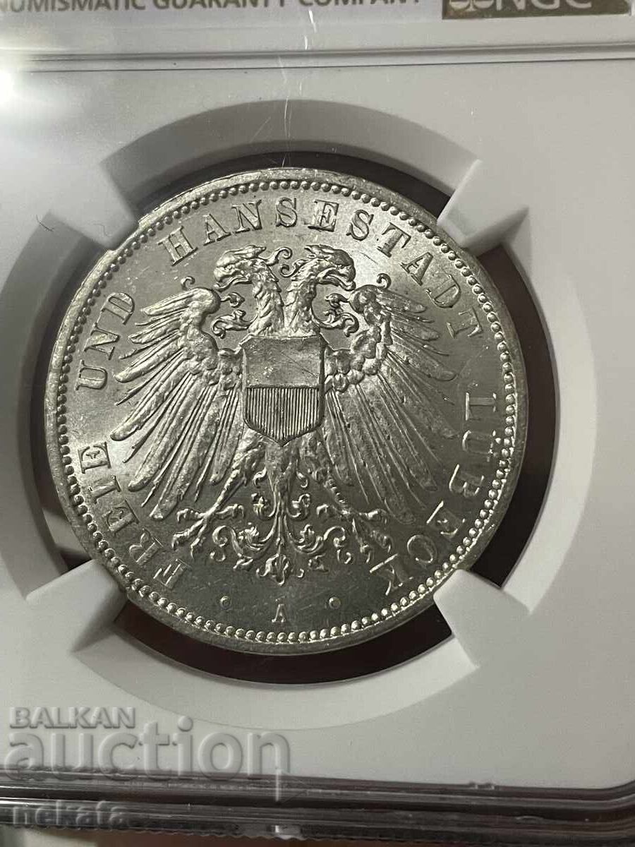 Германия, Любек, 3 марки 1911 А. NGC MS64 - 5